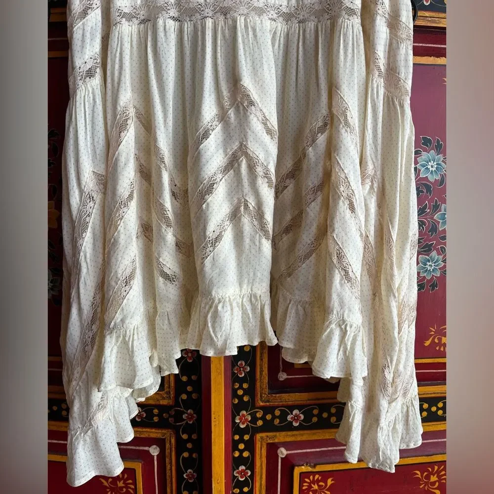 Intimately Free People Voile and lace trapeze slip, dress, nighty.  Size…‎
